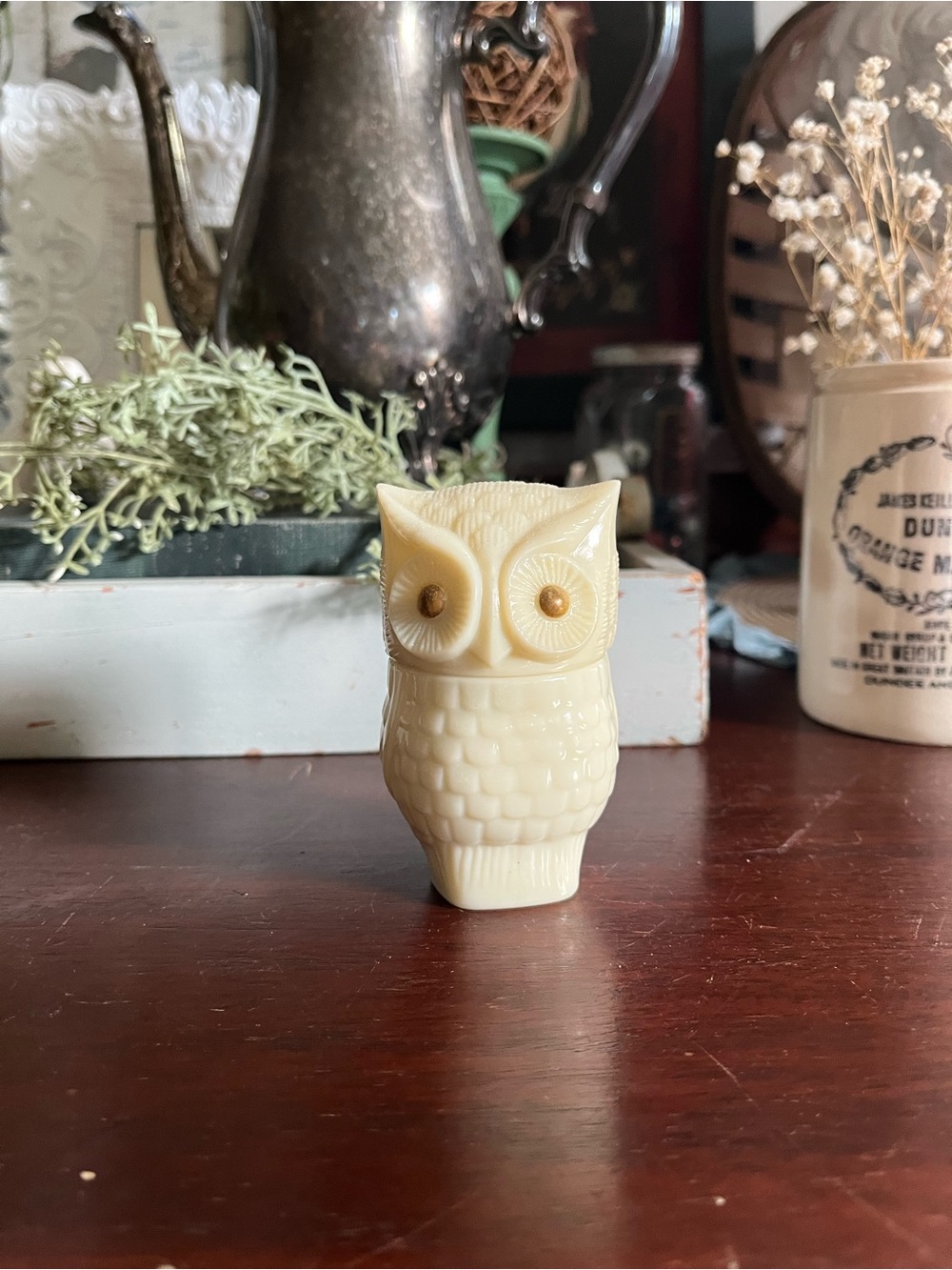 Vintage Avon Ivory Owl Perfume Bottle